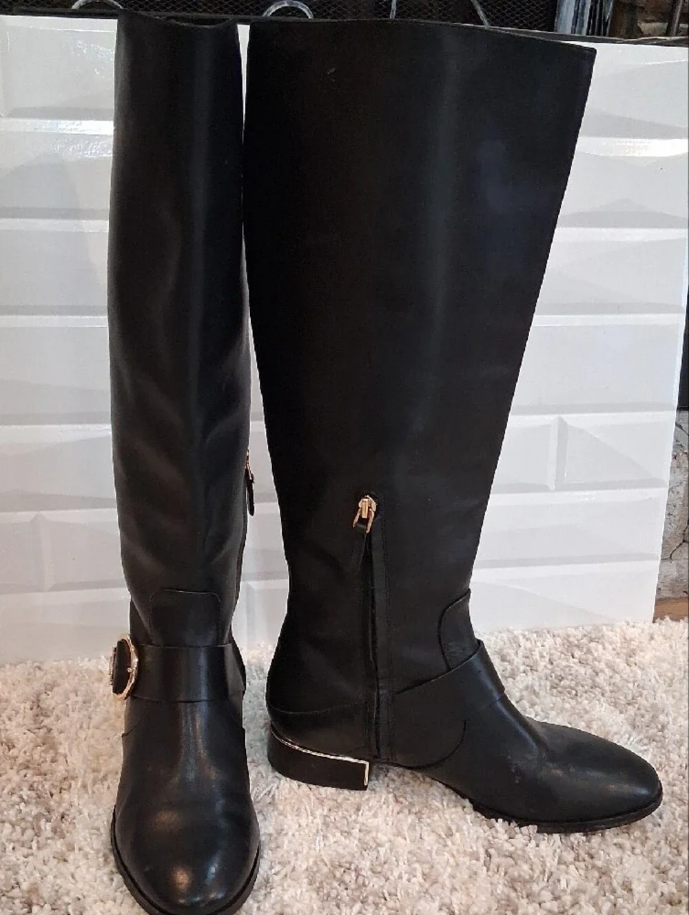 Tory Burch Sophia Black Leather Riding Boots Size 8